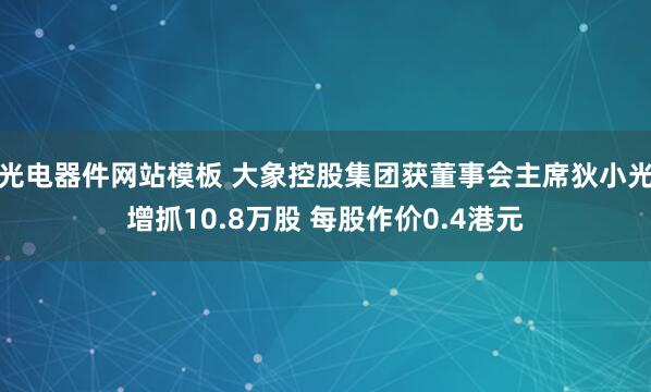 光电器件网站模板 大象控股集团获董事会主席狄小光增抓10.8万股 每股作价0.4港元