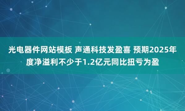 光电器件网站模板 声通科技发盈喜 预期2025年度净溢利不少于1.2亿元同比扭亏为盈