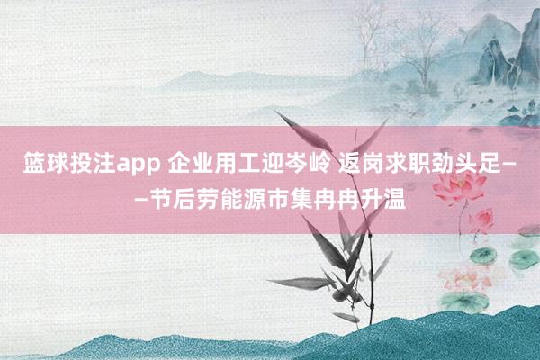 篮球投注app 企业用工迎岑岭 返岗求职劲头足——节后劳能源市集冉冉升温