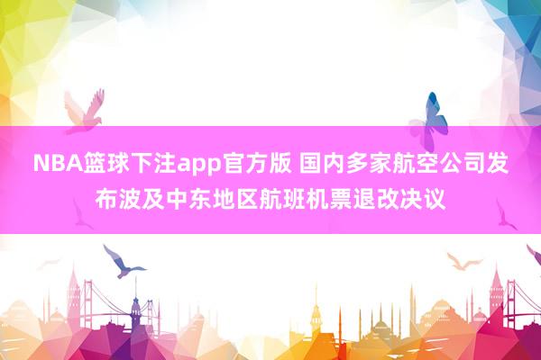 NBA篮球下注app官方版 国内多家航空公司发布波及中东地区航班机票退改决议