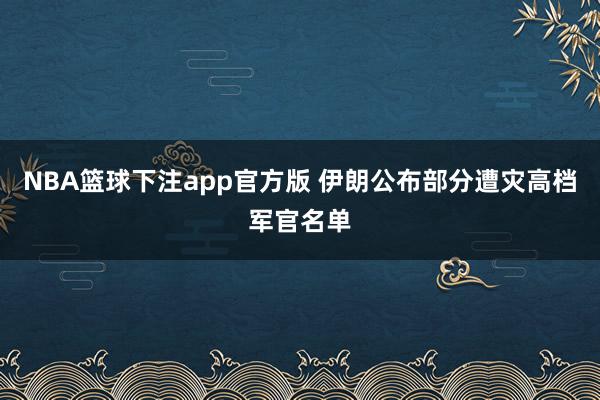 NBA篮球下注app官方版 伊朗公布部分遭灾高档军官名单