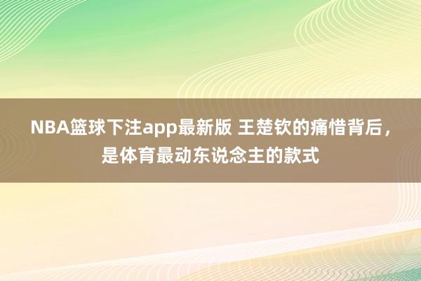 NBA篮球下注app最新版 王楚钦的痛惜背后，是体育最动东说念主的款式