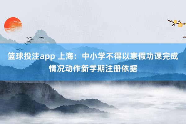篮球投注app 上海：中小学不得以寒假功课完成情况动作新学期注册依据