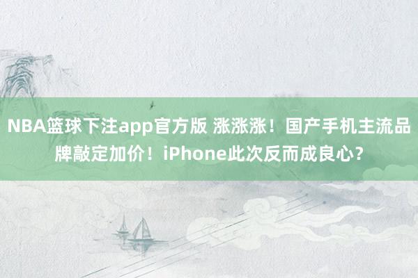 NBA篮球下注app官方版 涨涨涨！国产手机主流品牌敲定加价！iPhone此次反而成良心？