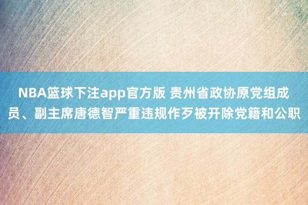 NBA篮球下注app官方版 贵州省政协原党组成员、副主席唐德智严重违规作歹被开除党籍和公职
