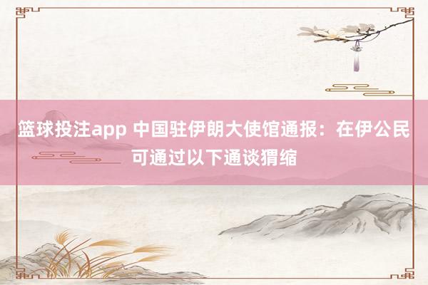 篮球投注app 中国驻伊朗大使馆通报：在伊公民可通过以下通谈猬缩