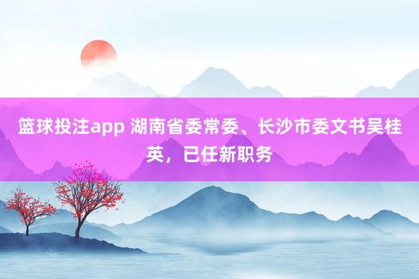篮球投注app 湖南省委常委、长沙市委文书吴桂英，已任新职务