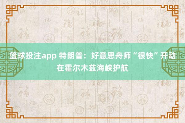 篮球投注app 特朗普：好意思舟师“很快”开动在霍尔木兹海峡护航