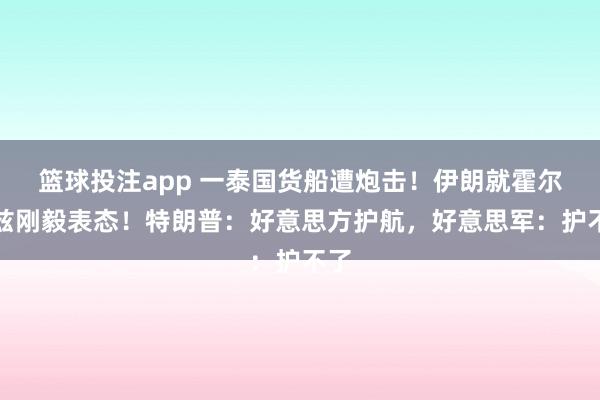 篮球投注app 一泰国货船遭炮击！伊朗就霍尔木兹刚毅表态！特朗普：好意思方护航，好意思军：护不了
