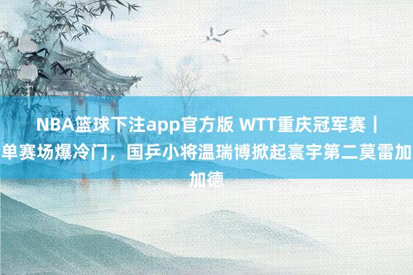 NBA篮球下注app官方版 WTT重庆冠军赛｜男单赛场爆冷门，国乒小将温瑞博掀起寰宇第二莫雷加德