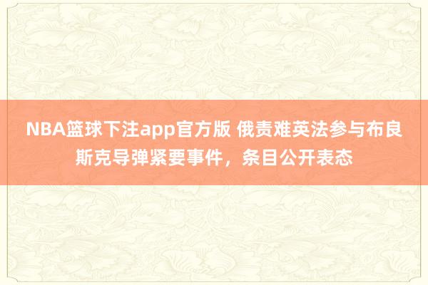 NBA篮球下注app官方版 俄责难英法参与布良斯克导弹紧要事件，条目公开表态