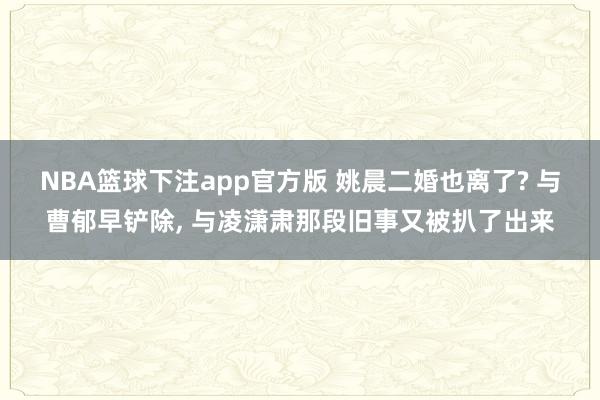 NBA篮球下注app官方版 姚晨二婚也离了? 与曹郁早铲除， 与凌潇肃那段旧事又被扒了出来