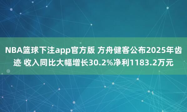 NBA篮球下注app官方版 方舟健客公布2025年齿迹 收入同比大幅增长30.2%净利1183.2万元