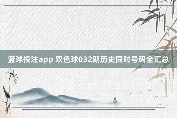 篮球投注app 双色球032期历史同时号码全汇总