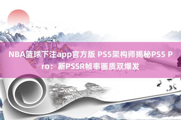 NBA篮球下注app官方版 PS5架构师揭秘PS5 Pro：新PSSR帧率画质双爆发
