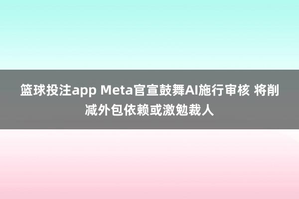 篮球投注app Meta官宣鼓舞AI施行审核 将削减外包依赖或激勉裁人