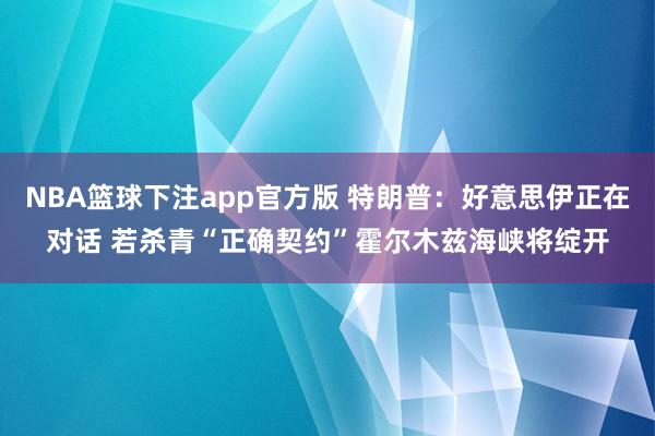 NBA篮球下注app官方版 特朗普：好意思伊正在对话 若杀青“正确契约”霍尔木兹海峡将绽开