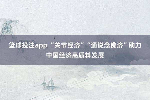 篮球投注app “关节经济”“通说念佛济”助力中国经济高质料发展