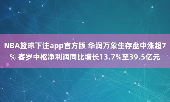 NBA篮球下注app官方版 华润万象生存盘中涨超7% 客岁中枢净利润同比增长13.7%至39.5亿元