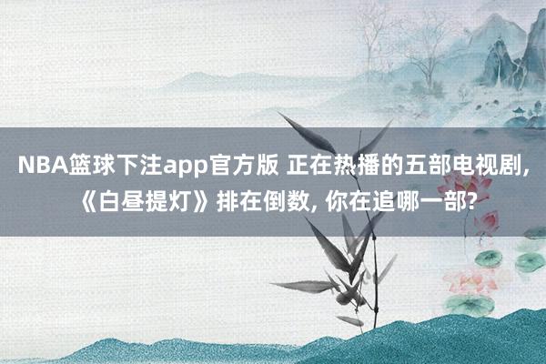 NBA篮球下注app官方版 正在热播的五部电视剧， 《白昼提灯》排在倒数， 你在追哪一部?