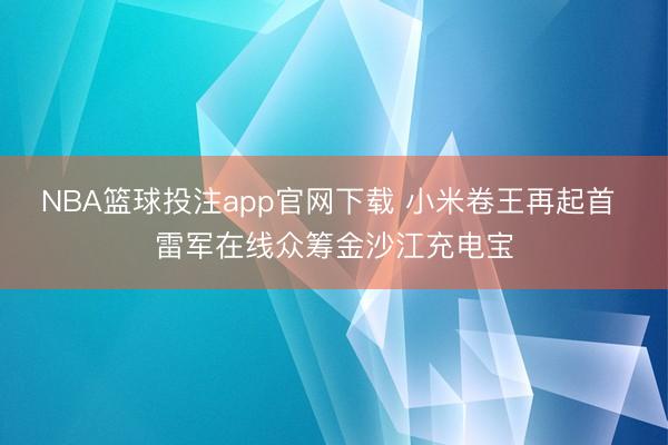 NBA篮球投注app官网下载 小米卷王再起首 雷军在线众筹金沙江充电宝