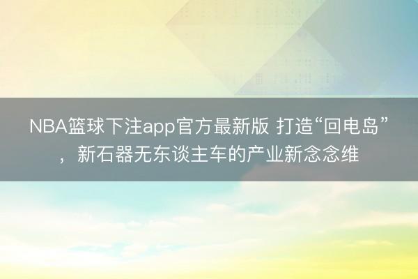 NBA篮球下注app官方最新版 打造“回电岛”，新石器无东谈主车的产业新念念维