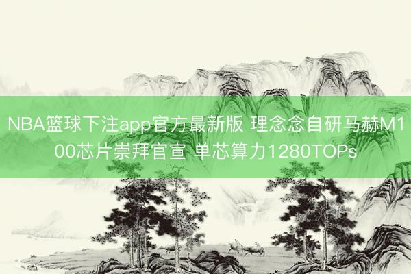 NBA篮球下注app官方最新版 理念念自研马赫M100芯片崇拜官宣 单芯算力1280TOPs