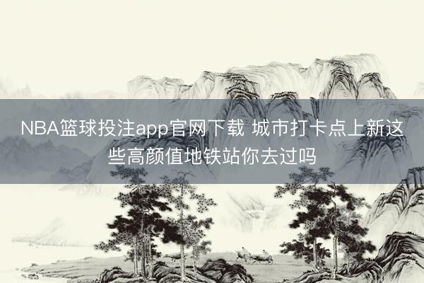 NBA篮球投注app官网下载 城市打卡点上新这些高颜值地铁站你去过吗