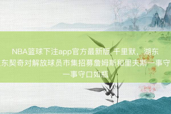 NBA篮球下注app官方最新版 千里默，湖东说念主东契奇对解放球员市集招募詹姆斯和里夫斯一事守口如瓶