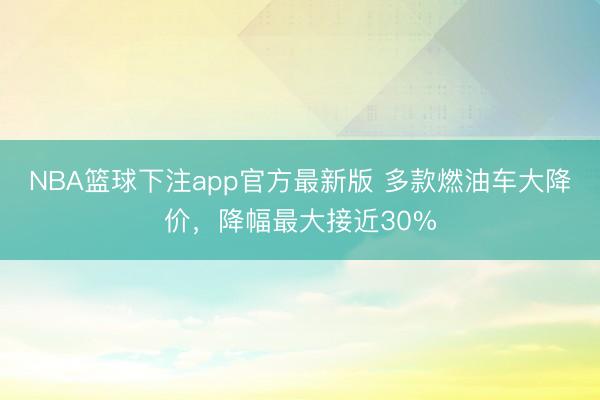 NBA篮球下注app官方最新版 多款燃油车大降价，降幅最大接近30%