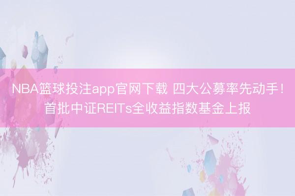 NBA篮球投注app官网下载 四大公募率先动手！首批中证REIT