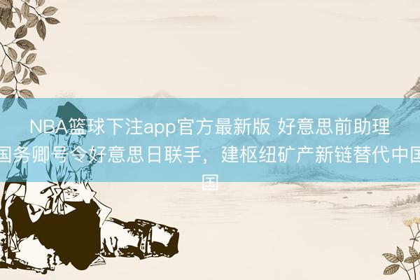NBA篮球下注app官方最新版 好意思前助理国务卿号令好意思日联手，建枢纽矿产新链替代中国