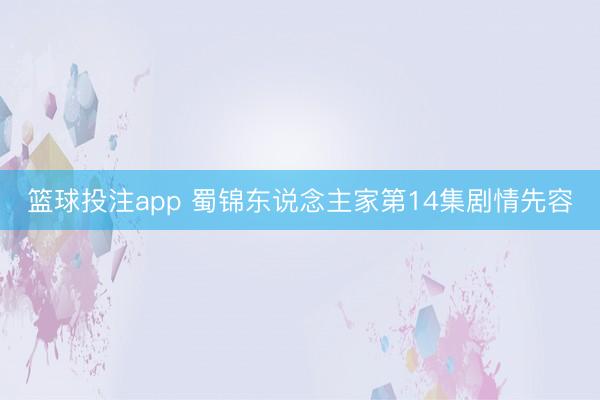 篮球投注app 蜀锦东说念主家第14集剧情先容