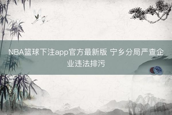 NBA篮球下注app官方最新版 宁乡分局严查企业违法排污