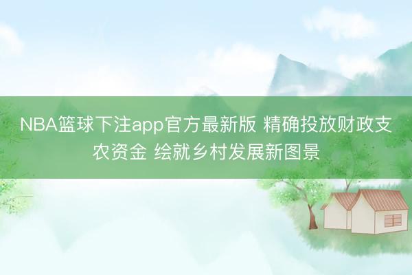 NBA篮球下注app官方最新版 精确投放财政支农资金 绘就乡村发展新图景