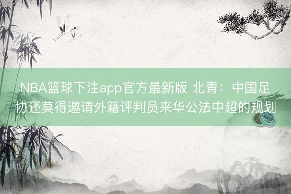 NBA篮球下注app官方最新版 北青：中国足协还莫得邀请外籍评判员来华公法中超的规划