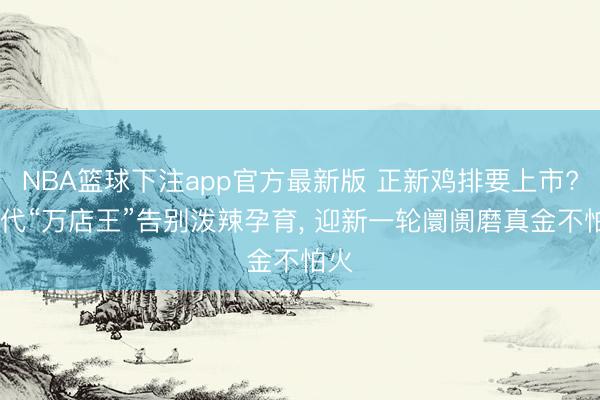 NBA篮球下注app官方最新版 正新鸡排要上市? 初代“万店王”告别泼辣孕育， 迎新一轮阛阓磨真金不怕火