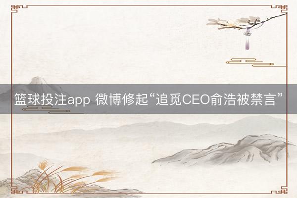 篮球投注app 微博修起“追觅CEO俞浩被禁言”