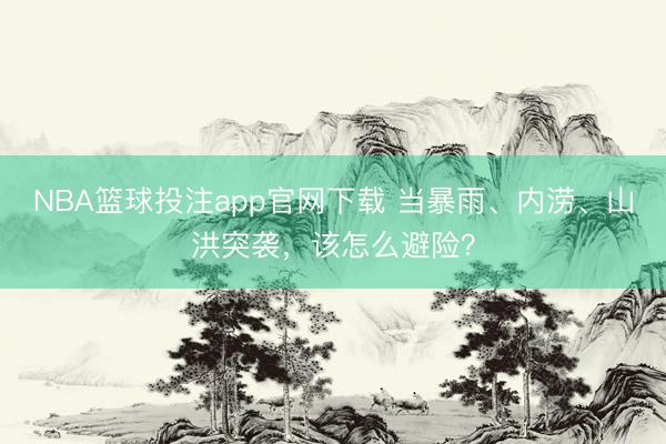 NBA篮球投注app官网下载 当暴雨、内涝、山洪突袭，该怎么避险？