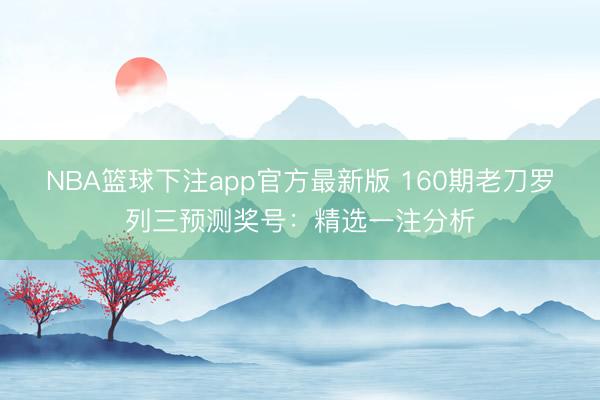 NBA篮球下注app官方最新版 160期老刀罗列三预测奖号：精选一注分析
